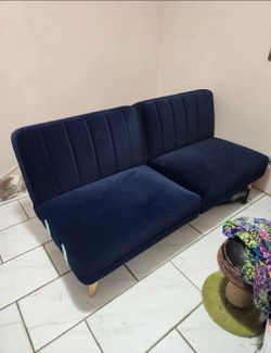 Navy Blue Velvet Futon