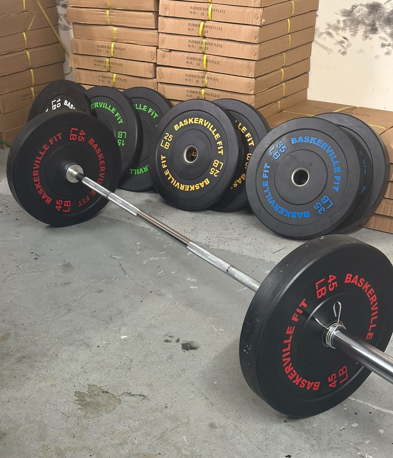 Bumper Plate Barbell set 260 lbs 45 lb Olympic Bar Brand New