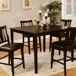 Table and 4 Chairs Espresso Counter Height
