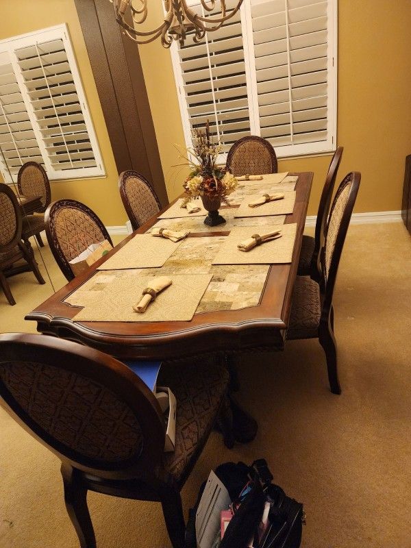 Brown Wood Dining Table Set