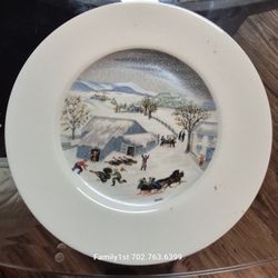 Authentic- VINTAGE 4pc HOLIDAY THEMED Hand Painted by GRANDMA MOSES $99