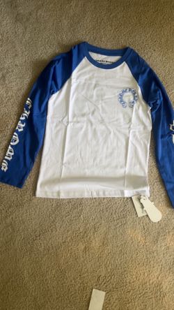 white and blue chrome heart longsleeve