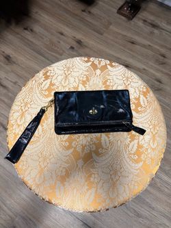Black Patent Leather Wristlet Clutch Wallet