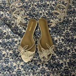 Butterfly Wrap Up Silver Sandals 