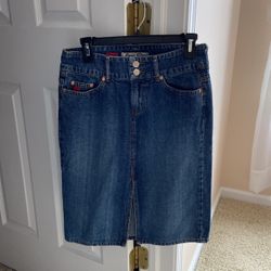 Jeans Skirt Size 3. Front Slit And Pockets.