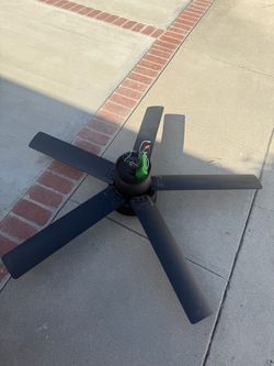 Black fan with light and control semi-new