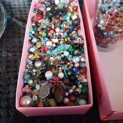 Mix Of Beads Jewlery,Prizm Balls,Charms,Hooks And Jump Rings ETC. 