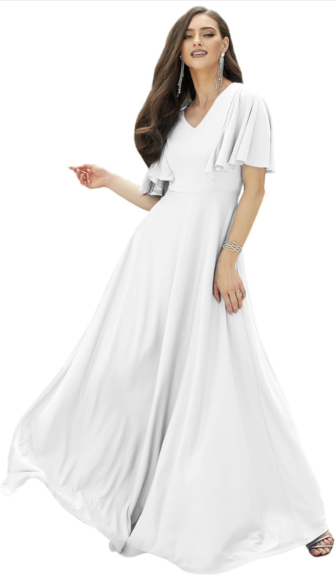 Long Elegant Bridesmaid Evening Cocktail Modest Maxi Dress
