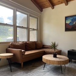 Living room couch + tables