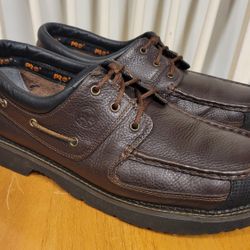 Timberland Men's Brown Leather Steel Toe Lace-Up Work Boat Shoes Loafers Moccasins Sz 13 W