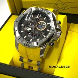 Invicta 32247 Stainless Steel Men’s Watch With Yellow Bands