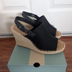 New TOMS black wedge heel, summer women's sandals size 8