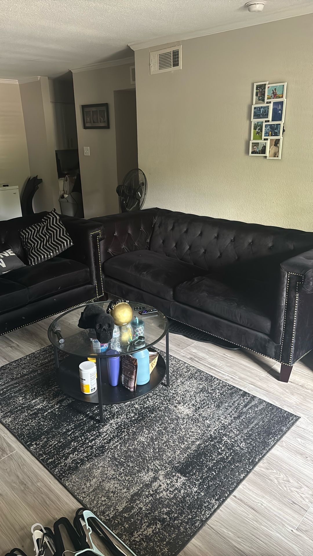 Black Suede Sofa Set