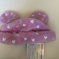 Japan Tokyo Disney Resort Mickey Mouse Cap Pink Heart Ears Hat
