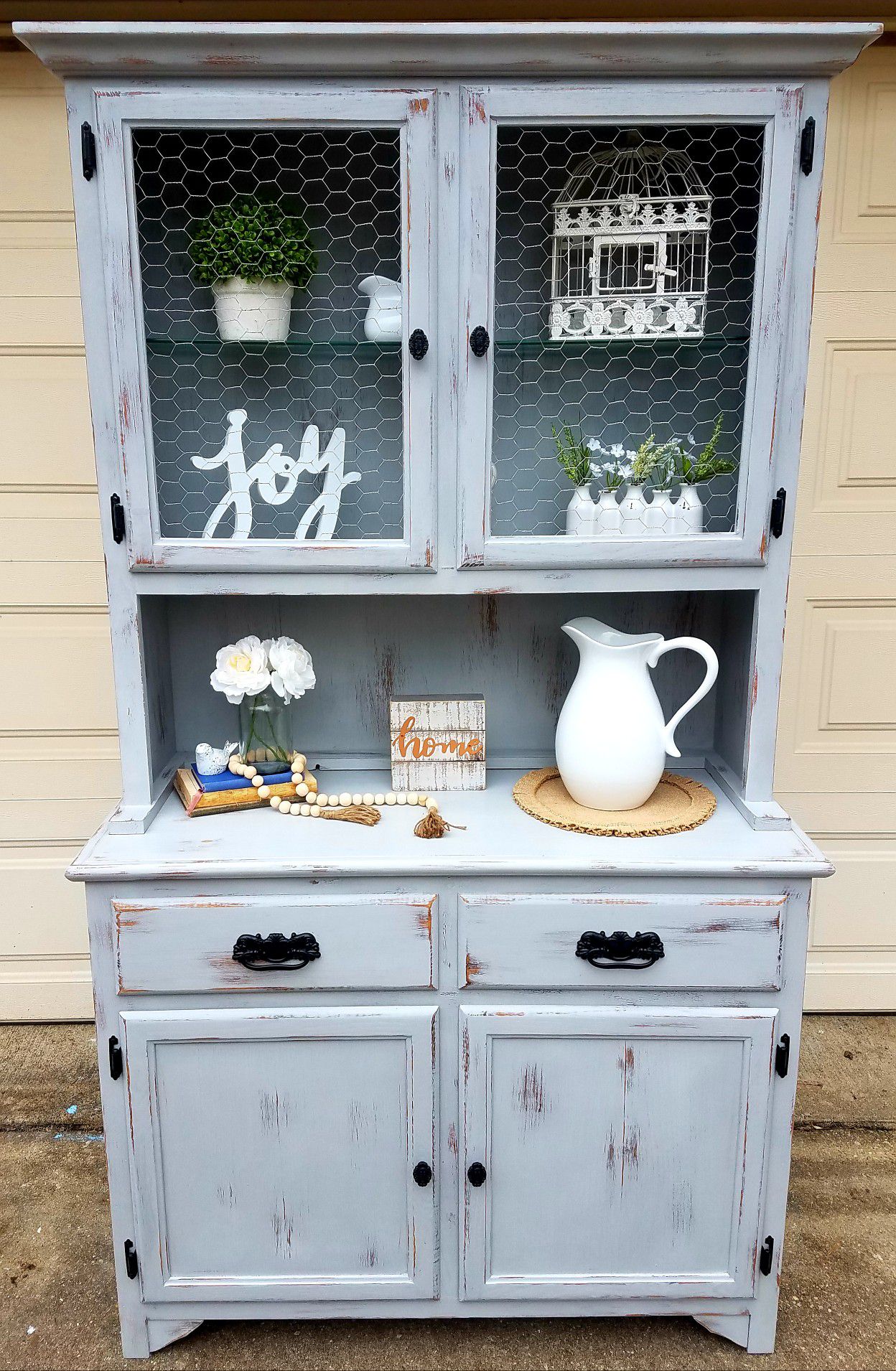 Beautiful Hand Painted Hutch / Cabinet
