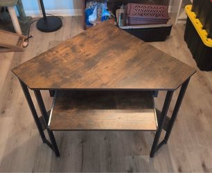 Industrial Corner Desk with Lower Shelf