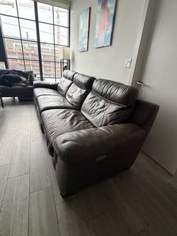 Dark Brown Leather Recliner Sofa