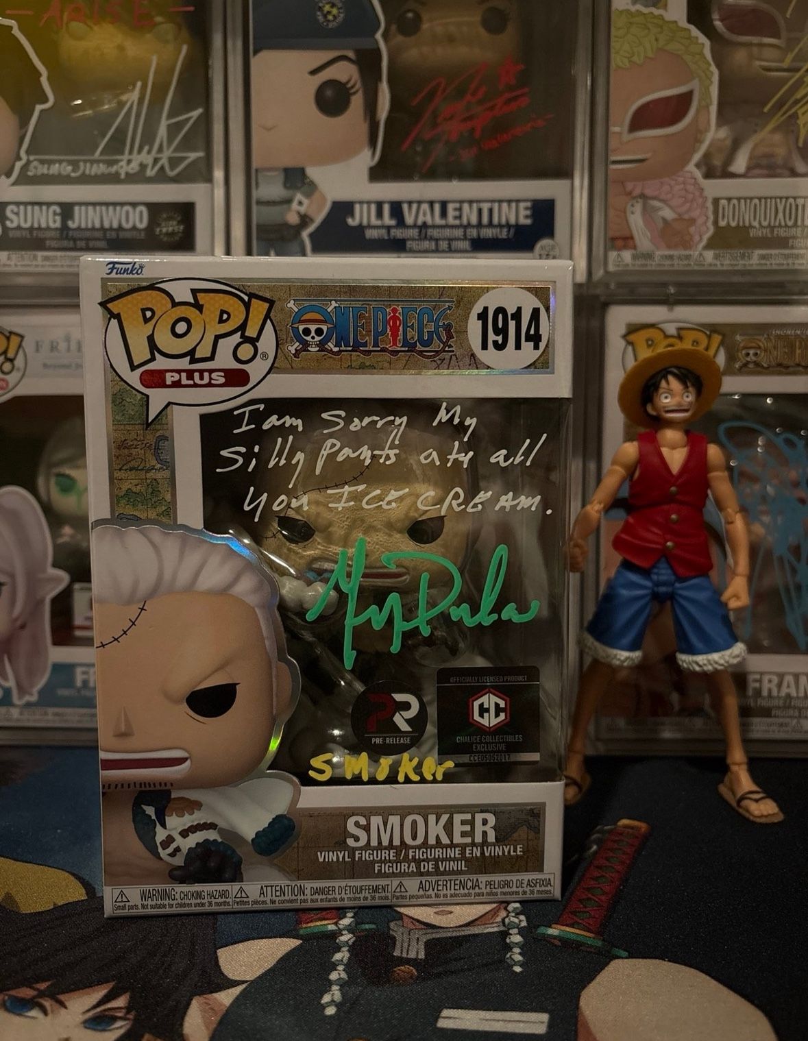 One Piece Smoker Funko POP Signed and Authenticated by Greg Dulcie