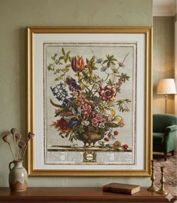Vintage 1964 Robert Furber Twelve Months Of Flowers 💐 Framed Print 18”x22” (February)