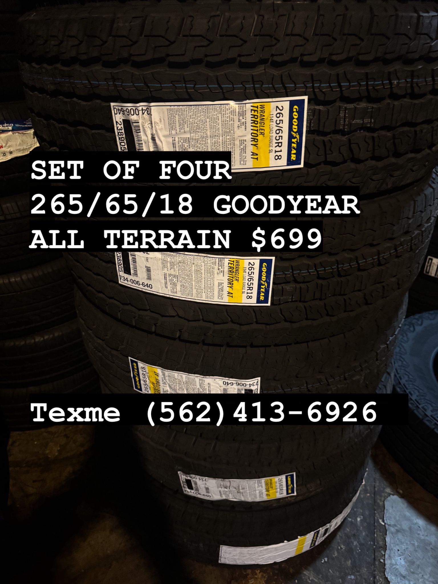 Goodyear 195/65/15 $380 PRICE INCLUDE INSTALACIÓN AND BALANCE.285/45/22. 275/55/20. 275/60/20. 235/40/19. 235/45/18,. 215/55/17. 225/65/17. 195/65/15.