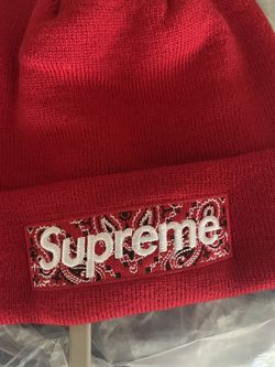 Supreme Bandana Box Logo Beanie Red 