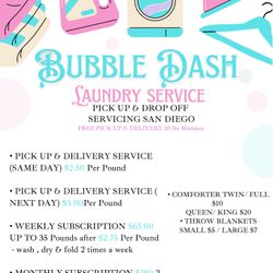 ✨ Bubble Dash Laundry Service – San Diego ✨🧺
