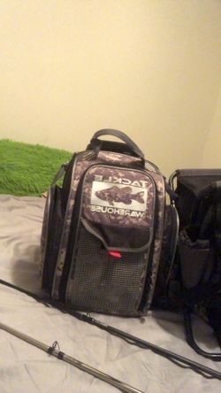 Full set also has lots of tackle in bag comes with seat and 2 rod and reel 250 obo