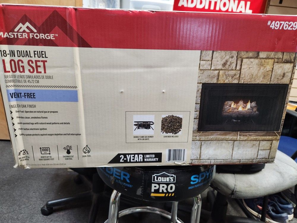 Master Forge 19" 3000btu Dual Fuel Gas Fire Place Logs