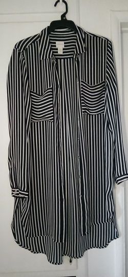 Chico's Black and White Striped Long Shirt/ Dress