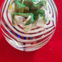 Beautiful 4 Inches Signed Paperweight Of A Flower