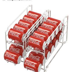 Simple Houseware Stackable Front Loading Beverage Can Dispenser Rack, Silver - 2 Pack