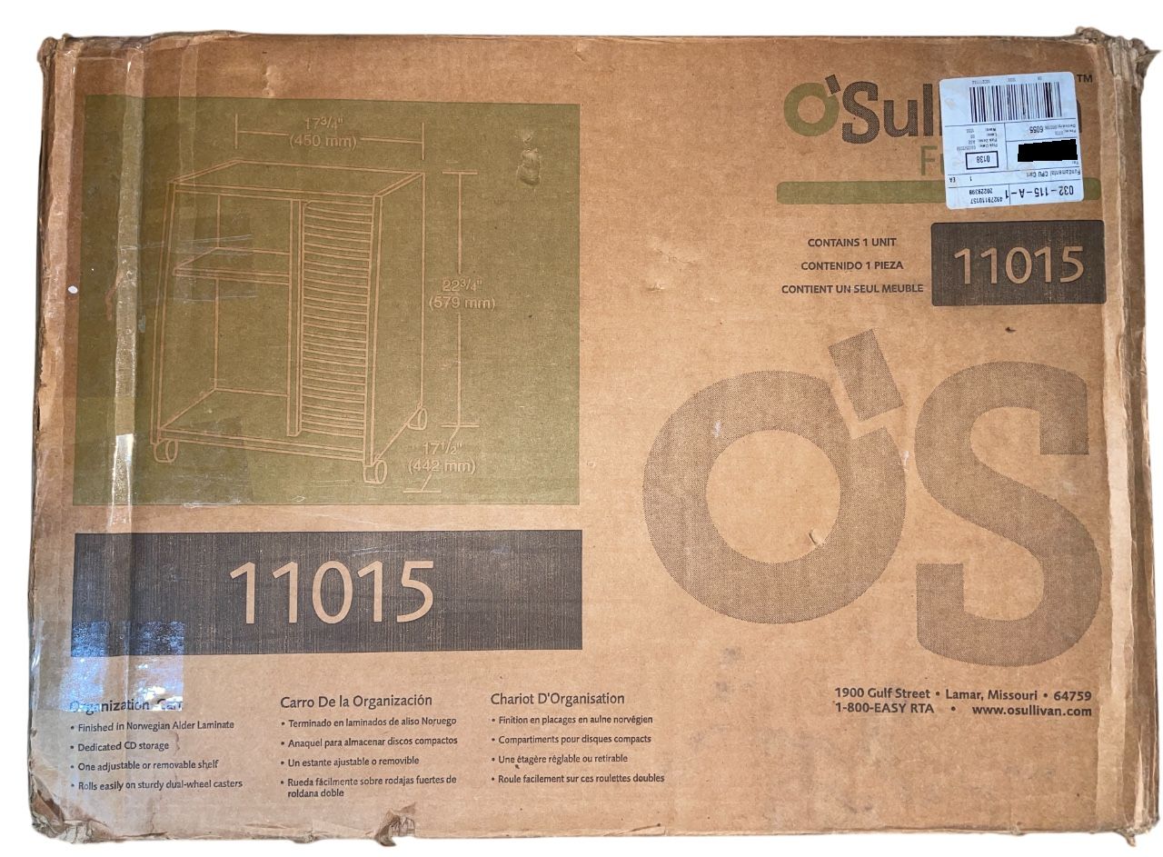 O'Sullivan Furniture Fundamental CPU Cart Model 11015 NOS New