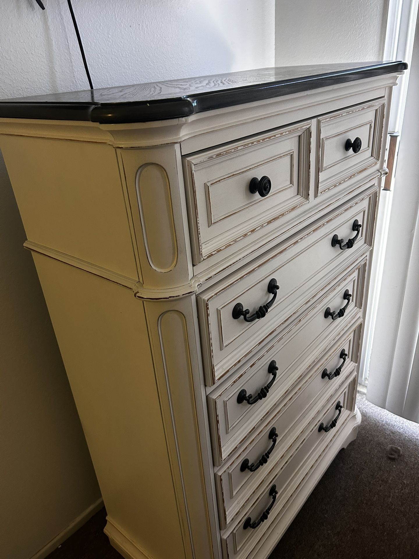Rustic White Vanity Dresser with Hidden Jewelry Compartment - $300