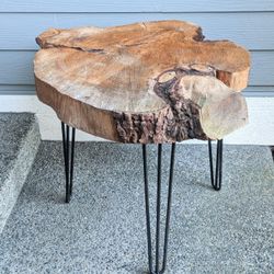 Live Edge Wood Side Table - Rustic Untreated Handmade