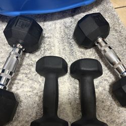 15lb and 8lb pesos dumbbells 
