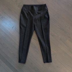 Nine West Seamed Tummy Control Pointe Leggings, Large,Grey Textured