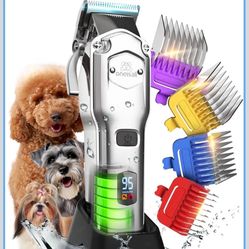 oneisall Dog Clippers for Grooming Thick Hair Professional,Cordless/Rechargeable Pet Grooming Kit with Detachable Metal Combs, Low Noise Heavy-Duty Pe