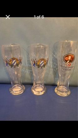 Lot of 3 beer glasses, new