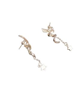 Beautiful Fairycore Silver Star Hang Earrings 