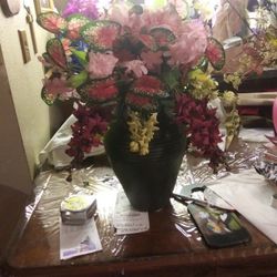 Flowers Droped Over Ceramic Vase