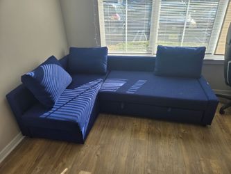 Blue Fabric L-Shaped Sectional Sofa