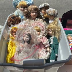 Bin Of Antique Dolls