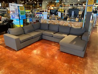 Modern Gray Modular C-Shape Sectional Sofa with Lounger