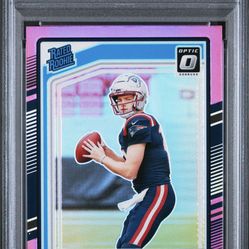 2024 Panini Donruss - Rated Rookie Drake Maye Optic Preview Pink Prizm PSA 10