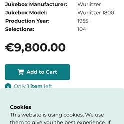 Antique Wurlitzer 1800 Jukebox 1955