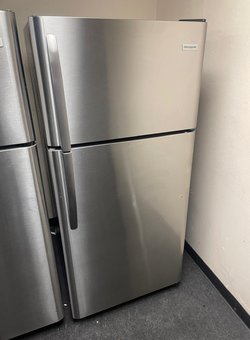 Frigidaire Top Freezer Fridge — Stainless, clean and ready