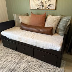HEMNES Daybed frame with 3 drawers, black-brown,
