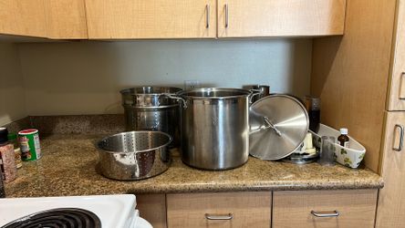 All Clad stock pot and strainers