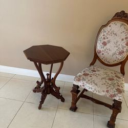 Antique Chair and Side Table