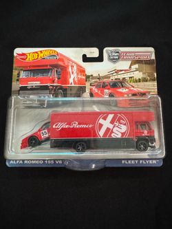 Hot Wheels Alfa Romeo 155 V6 & Fleet Flyer Transport